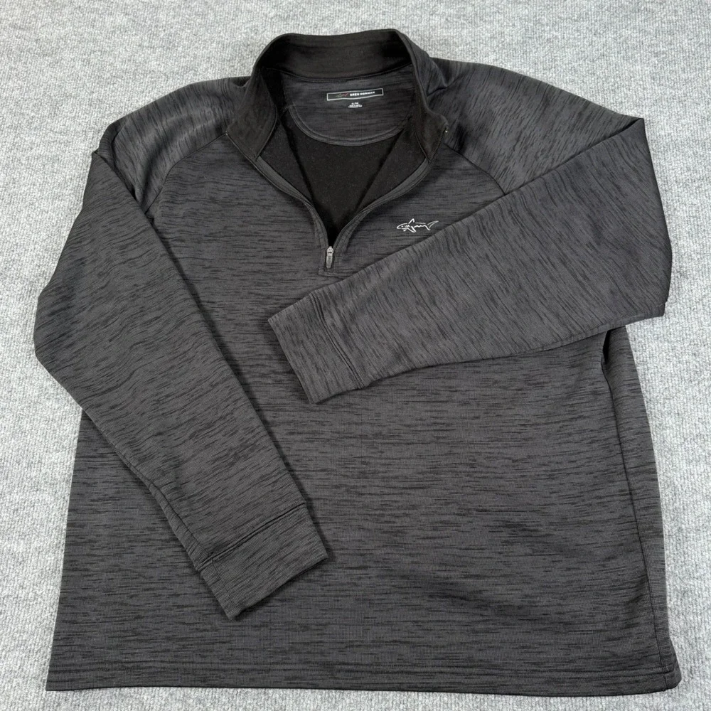 Greg Norman Mens XL Quarter Zip Heathered Black Golf Pullover Shirt Performance‎